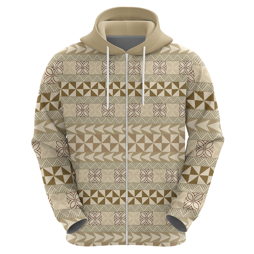 Pasifika Sataoa Pattern Simple Motif Hoodie Beige Tan LT9 - Polynesian Pride