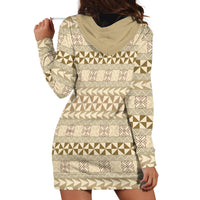 Pasifika Sataoa Pattern Simple Motif Hoodie Dress Beige Tan LT9 - Polynesian Pride