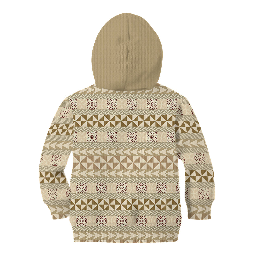 Pasifika Sataoa Pattern Simple Motif Kid Hoodie Beige Tan LT9 - Polynesian Pride