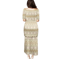 Pasifika Sataoa Pattern Simple Motif Puletasi Beige Tan LT9 - Polynesian Pride