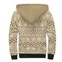 Pasifika Sataoa Pattern Simple Motif Sherpa Hoodie Beige Tan LT9 - Polynesian Pride