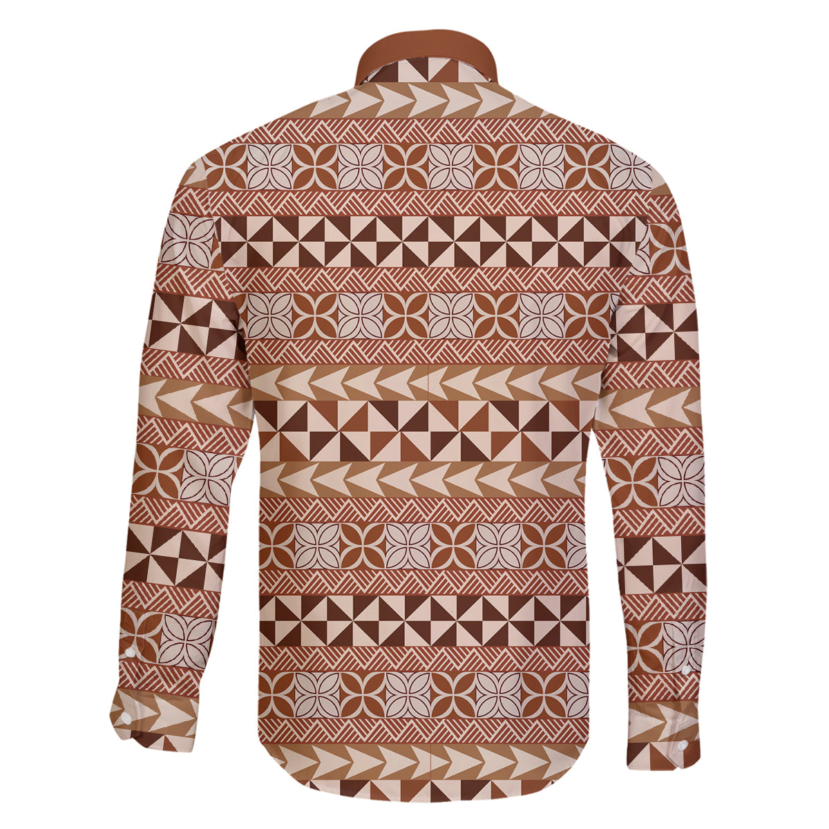 Pasifika Sataoa Pattern Simple Motif Family Matching Mermaid Dress and Hawaiian Shirt Brown Beige Tan LT9 - Polynesian Pride