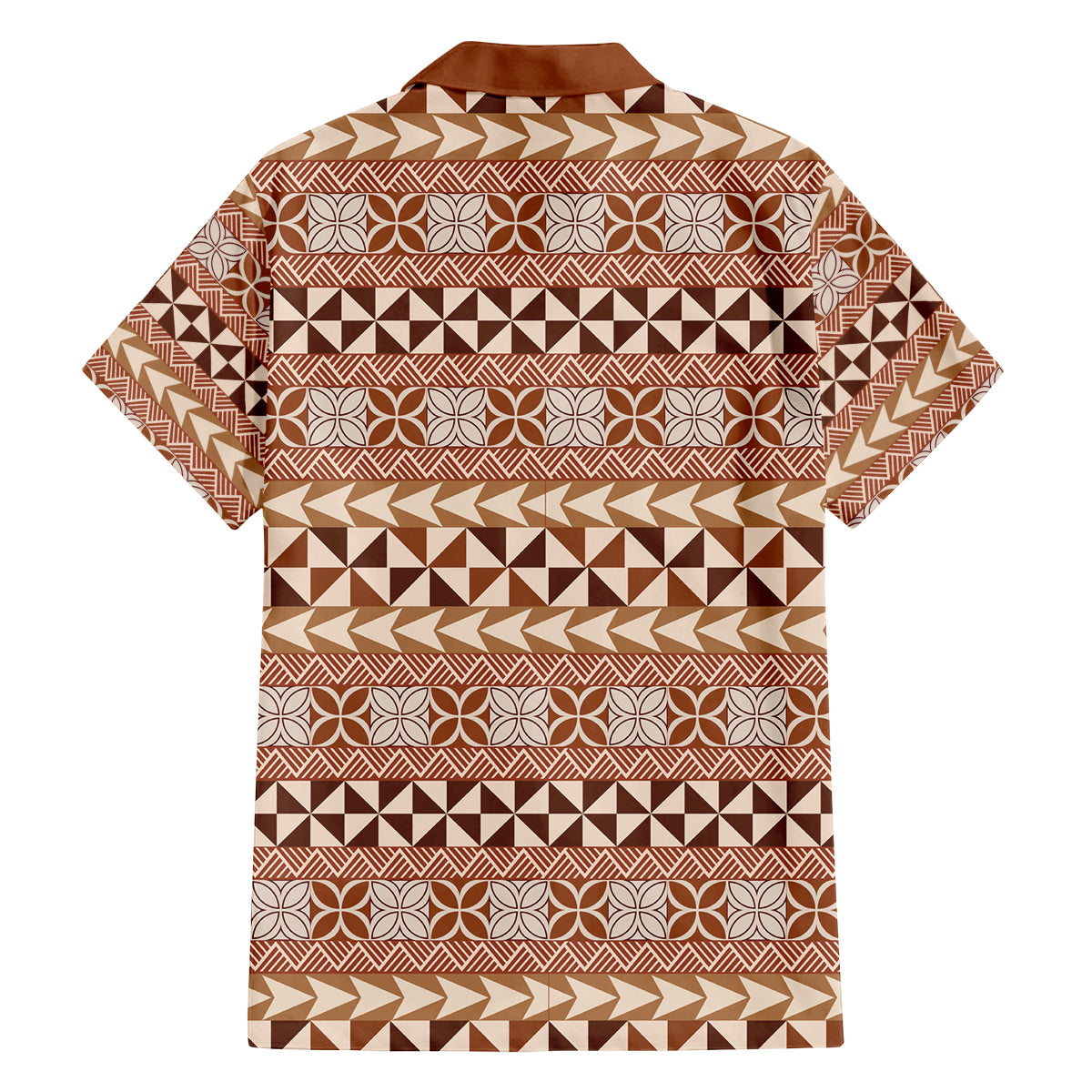 Pasifika Sataoa Pattern Simple Motif Family Matching Tank Maxi Dress and Hawaiian Shirt Brown Beige Tan LT9 - Polynesian Pride