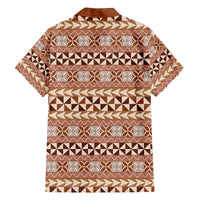Pasifika Sataoa Pattern Simple Motif Family Matching Tank Maxi Dress and Hawaiian Shirt Brown Beige Tan LT9 - Polynesian Pride