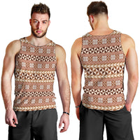 Pasifika Sataoa Pattern Simple Motif Men Tank Top Brown Beige Tan LT9 - Polynesian Pride