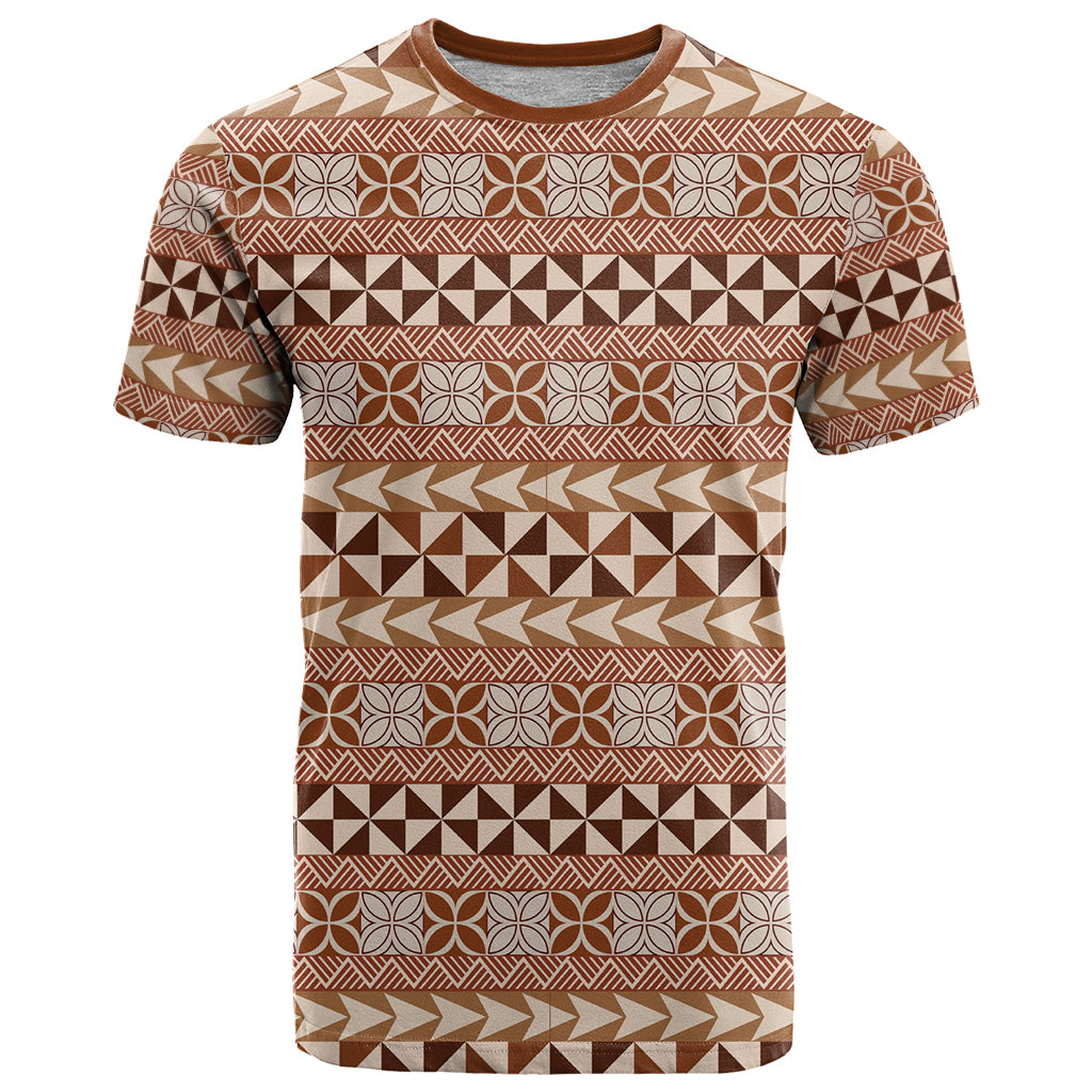 Pasifika Sataoa Pattern Simple Motif T Shirt Brown Beige Tan LT9 Brown - Polynesian Pride