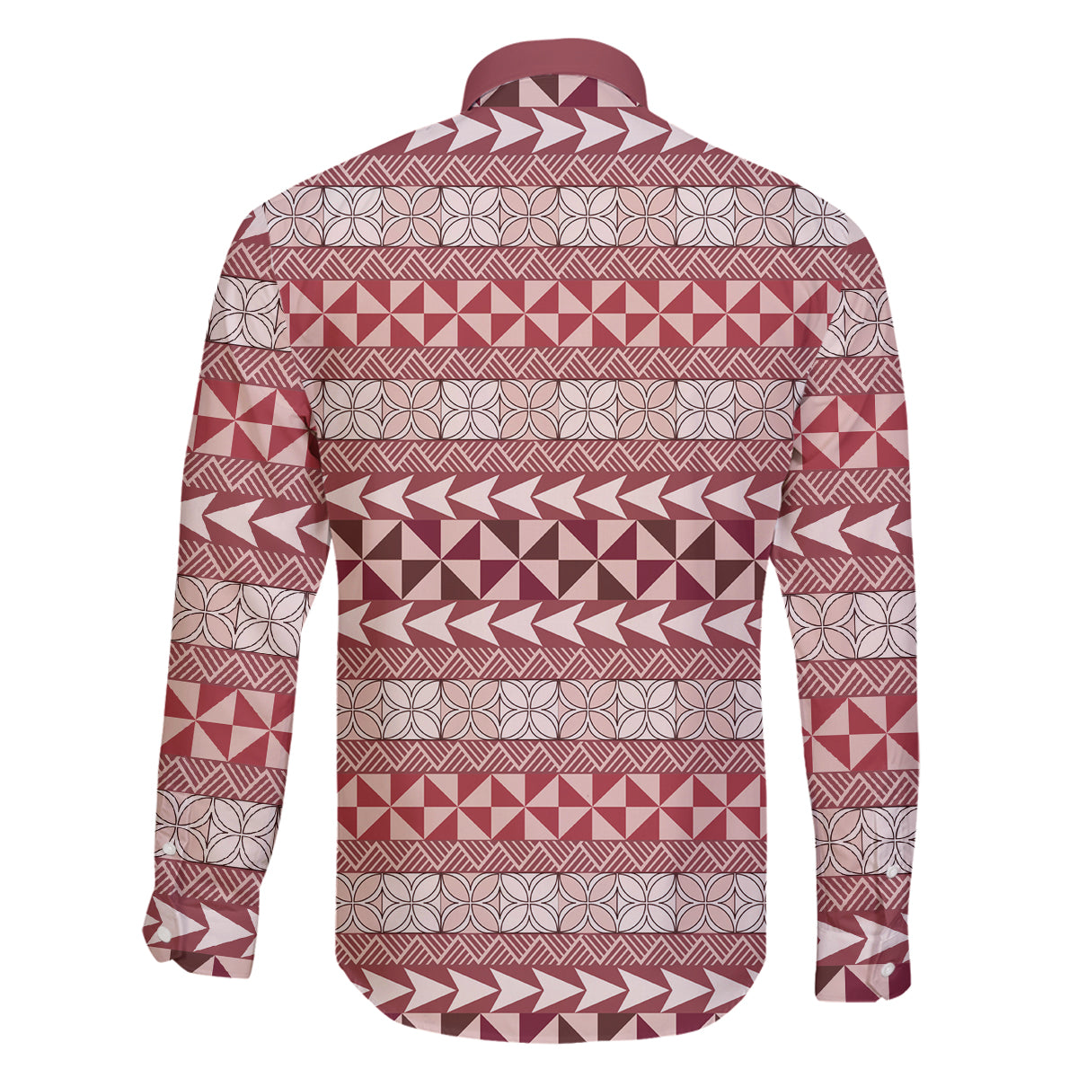 Pasifika Sataoa Pattern Simple Motif Family Matching Off Shoulder Short Dress and Hawaiian Shirt Cherry LT9 - Polynesian Pride