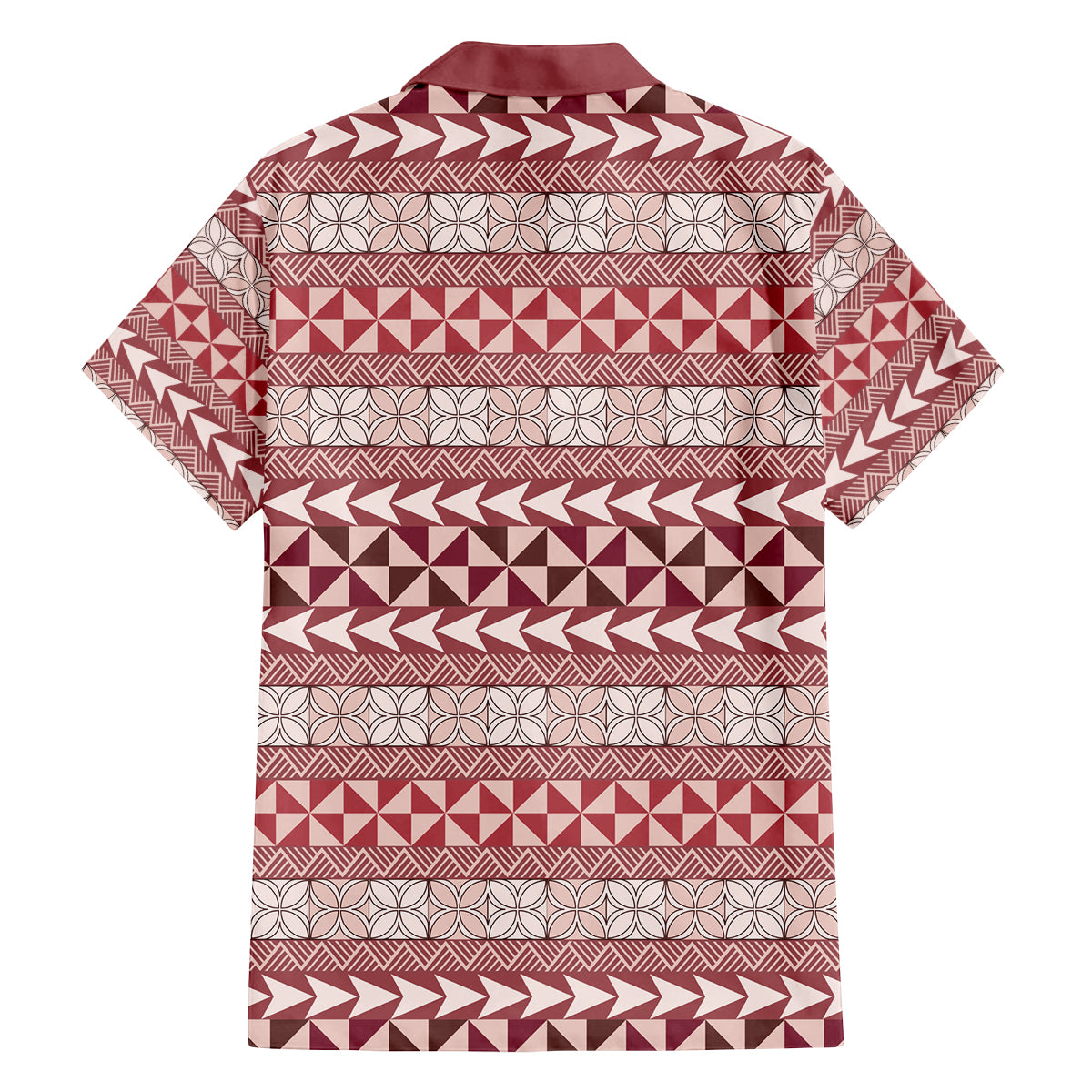 Pasifika Sataoa Pattern Simple Motif Family Matching Puletasi and Hawaiian Shirt Cherry LT9 - Polynesian Pride