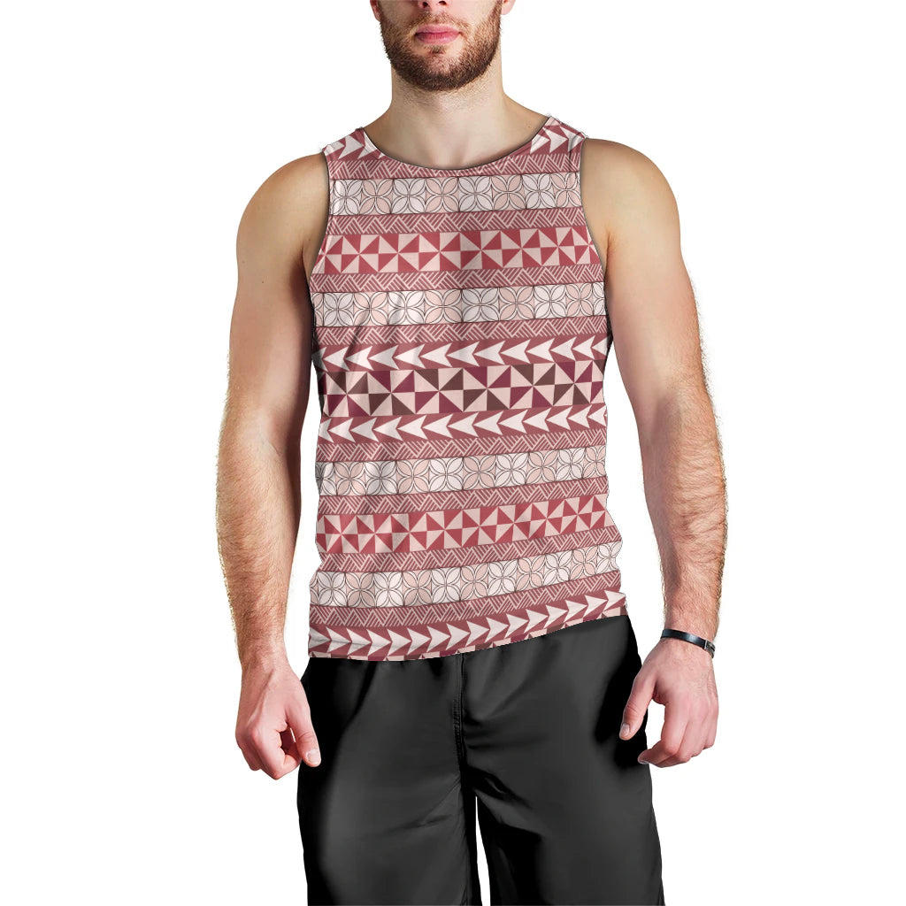 Pasifika Sataoa Pattern Simple Motif Men Tank Top Cherry LT9 - Polynesian Pride