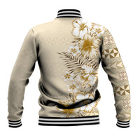 Pasifika Sataoa Pattern Plumeria Vintage Baseball Jacket Beige Tan LT9 - Polynesian Pride