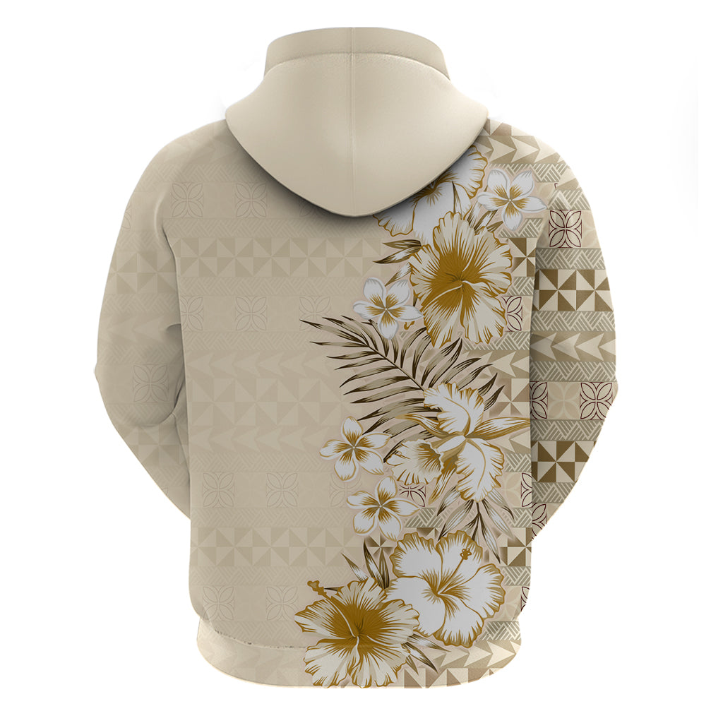 Pasifika Sataoa Pattern Plumeria Vintage Hoodie Beige Tan LT9 - Polynesian Pride