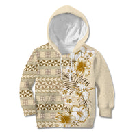 Pasifika Sataoa Pattern Plumeria Vintage Kid Hoodie Beige Tan LT9 Hoodie Beige Tan - Polynesian Pride