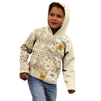 Pasifika Sataoa Pattern Plumeria Vintage Kid Hoodie Beige Tan LT9 - Polynesian Pride