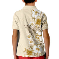 Pasifika Sataoa Pattern Plumeria Vintage Kid Polo Shirt Beige Tan LT9 - Polynesian Pride