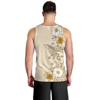 Pasifika Sataoa Pattern Plumeria Vintage Men Tank Top Beige Tan LT9 - Polynesian Pride