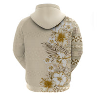 Pasifika Sataoa Pattern Plumeria Vintage Zip Hoodie Beige Tan LT9 - Polynesian Pride