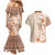 Pasifika Sataoa Pattern Plumeria Vintage Couples Matching Mermaid Dress and Hawaiian Shirt Brown Beige Tan LT9 - Polynesian Pride