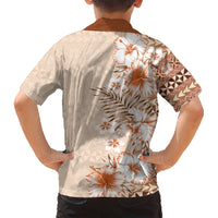 Pasifika Sataoa Pattern Plumeria Vintage Kid Hawaiian Shirt Brown Beige Tan LT9 - Polynesian Pride