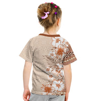 Pasifika Sataoa Pattern Plumeria Vintage Kid T Shirt Brown Beige Tan LT9 - Polynesian Pride