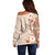 Pasifika Sataoa Pattern Plumeria Vintage Off Shoulder Sweater Brown Beige Tan LT9 - Polynesian Pride