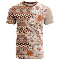 Pasifika Sataoa Pattern Plumeria Vintage T Shirt Brown Beige Tan LT9 Brown - Polynesian Pride