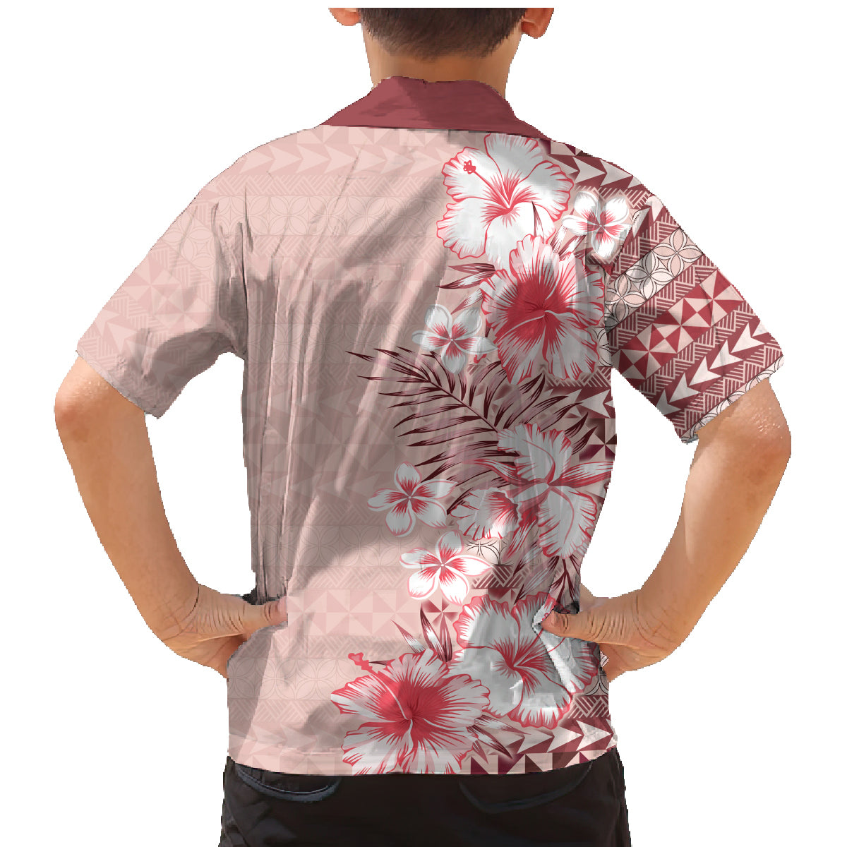 Pasifika Sataoa Pattern Plumeria Vintage Family Matching Mermaid Dress and Hawaiian Shirt Cherry LT9 - Polynesian Pride