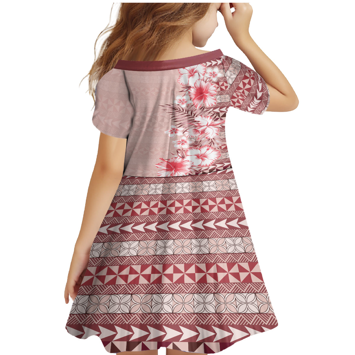 Pasifika Sataoa Pattern Plumeria Vintage Family Matching Mermaid Dress and Hawaiian Shirt Cherry LT9 - Polynesian Pride