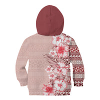 Pasifika Sataoa Pattern Plumeria Vintage Kid Hoodie Cherry LT9 - Polynesian Pride