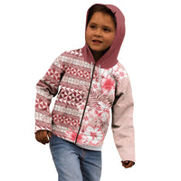 Pasifika Sataoa Pattern Plumeria Vintage Kid Hoodie Cherry LT9 - Polynesian Pride