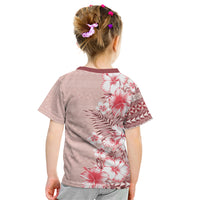 Pasifika Sataoa Pattern Plumeria Vintage Kid T Shirt Cherry LT9 - Polynesian Pride