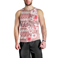 Pasifika Sataoa Pattern Plumeria Vintage Men Tank Top Cherry LT9 - Polynesian Pride