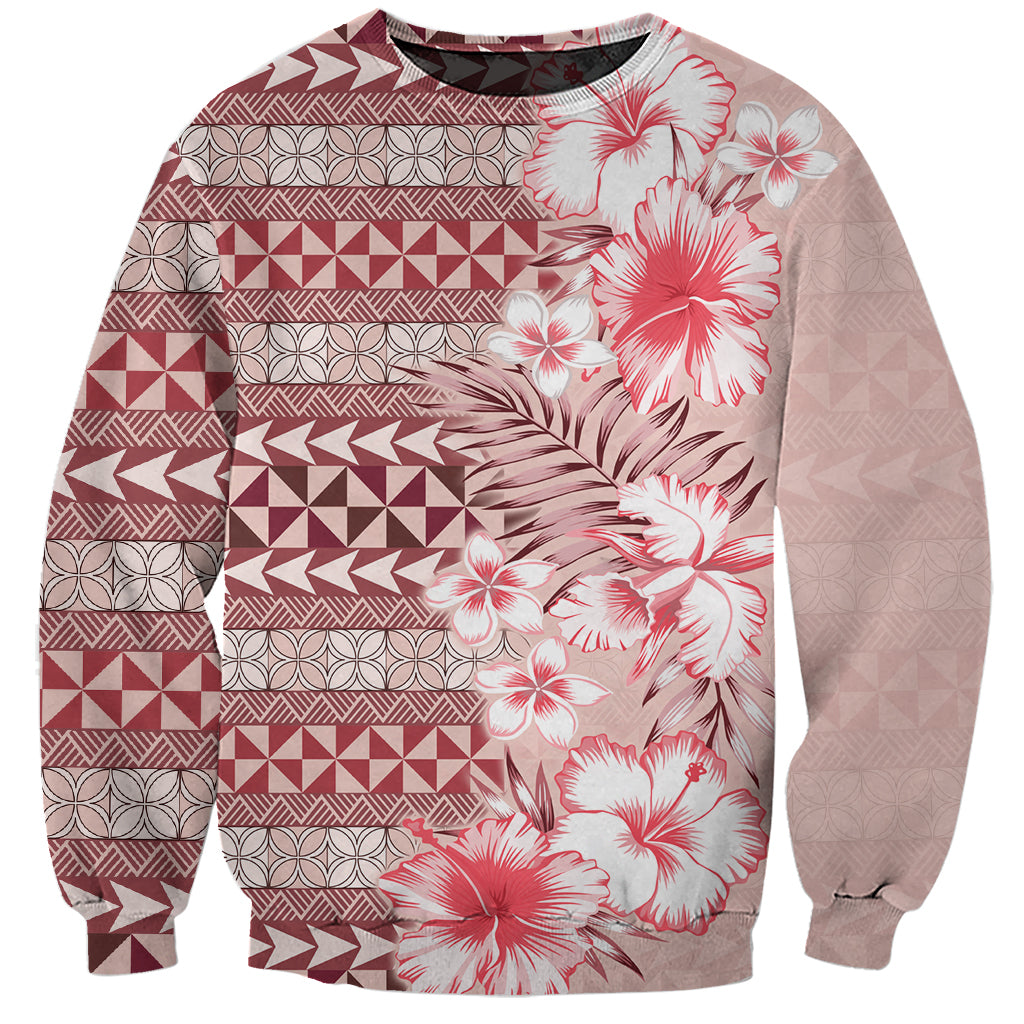 Pasifika Sataoa Pattern Plumeria Vintage Sweatshirt Cherry LT9 Unisex Cherry - Polynesian Pride