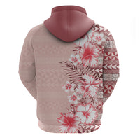 Pasifika Sataoa Pattern Plumeria Vintage Zip Hoodie Cherry LT9 - Polynesian Pride
