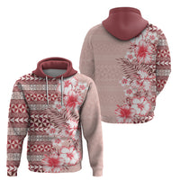 Pasifika Sataoa Pattern Plumeria Vintage Zip Hoodie Cherry LT9 - Polynesian Pride