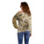 Vintage Hammerhead Shark Valentine Day Off Shoulder Sweater Pasifika Sataoa Pattern - Beige Tan LT9 - Polynesian Pride