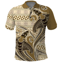 Vintage Hammerhead Shark Valentine Day Polo Shirt Pasifika Sataoa Pattern - Beige Tan LT9 Beige Tan - Polynesian Pride