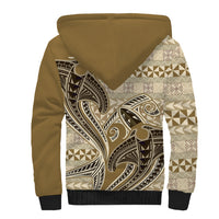 Vintage Hammerhead Shark Valentine Day Sherpa Hoodie Pasifika Sataoa Pattern - Beige Tan LT9 - Polynesian Pride