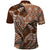 Vintage Hammerhead Shark Valentine Day Polo Shirt Pasifika Sataoa Pattern - Brown Beige Tan LT9 - Polynesian Pride