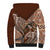 Vintage Hammerhead Shark Valentine Day Sherpa Hoodie Pasifika Sataoa Pattern - Brown Beige Tan LT9 - Polynesian Pride