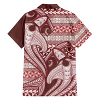 Vintage Hammerhead Shark Valentine Day Family Matching Long Sleeve Bodycon Dress and Hawaiian Shirt Pasifika Sataoa Pattern - Cherry LT9 - Polynesian Pride