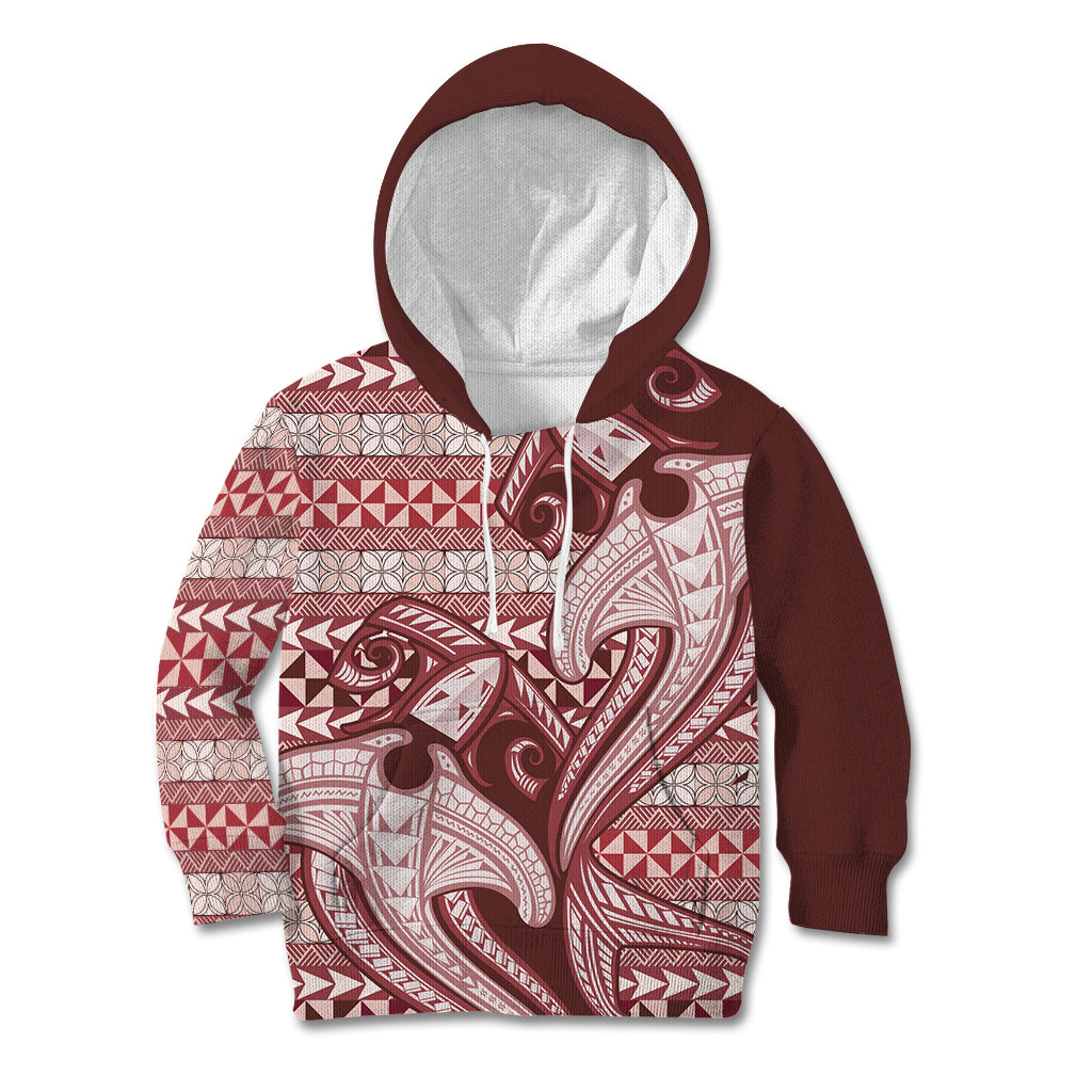 Vintage Hammerhead Shark Valentine Day Kid Hoodie Pasifika Sataoa Pattern - Cherry LT9 Hoodie Cherry - Polynesian Pride