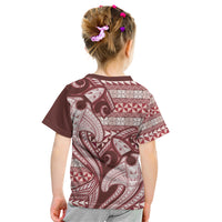 Vintage Hammerhead Shark Valentine Day Kid T Shirt Pasifika Sataoa Pattern - Cherry LT9 - Polynesian Pride