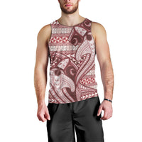 Vintage Hammerhead Shark Valentine Day Men Tank Top Pasifika Sataoa Pattern - Cherry LT9 - Polynesian Pride