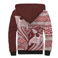 Vintage Hammerhead Shark Valentine Day Sherpa Hoodie Pasifika Sataoa Pattern - Cherry LT9 - Polynesian Pride