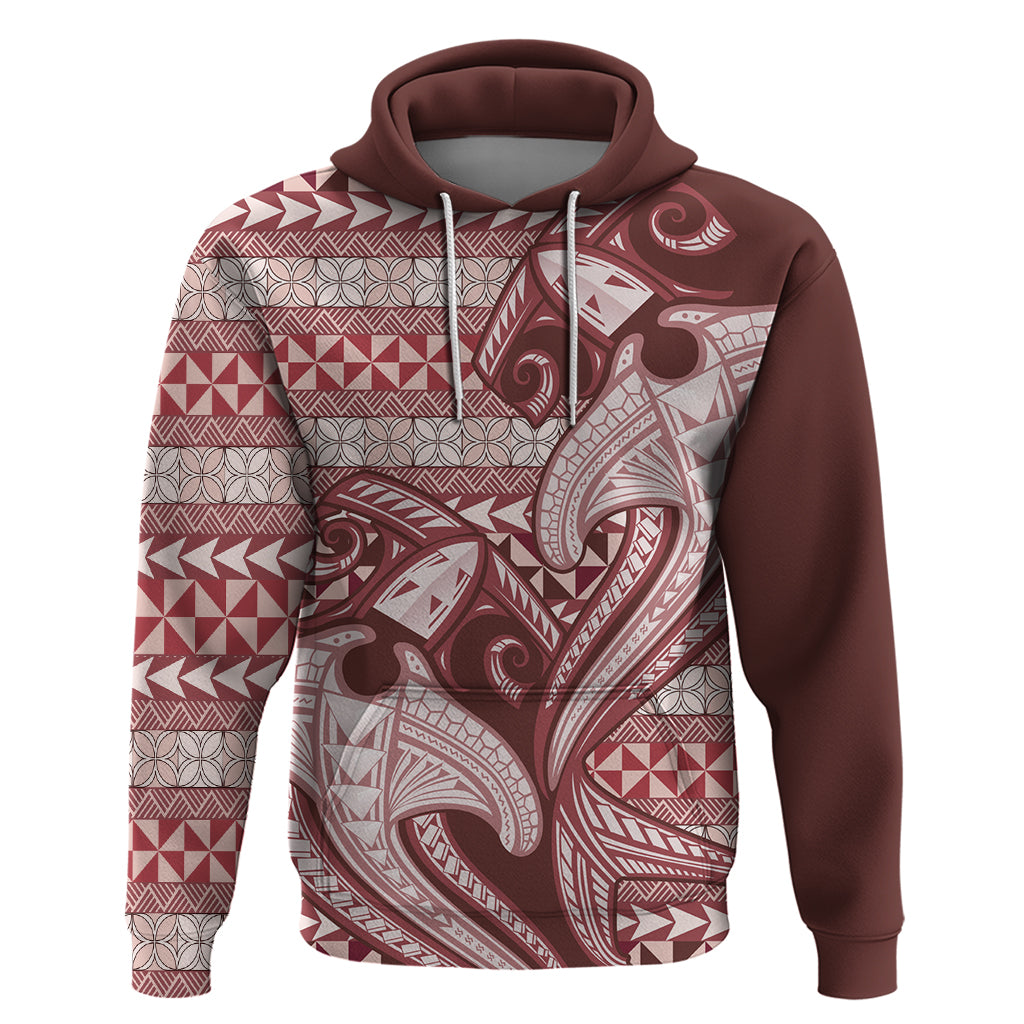 Vintage Hammerhead Shark Valentine Day Zip Hoodie Pasifika Sataoa Pattern - Cherry LT9 Pullover Hoodie Cherry - Polynesian Pride