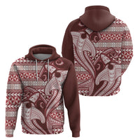 Vintage Hammerhead Shark Valentine Day Zip Hoodie Pasifika Sataoa Pattern - Cherry LT9 - Polynesian Pride