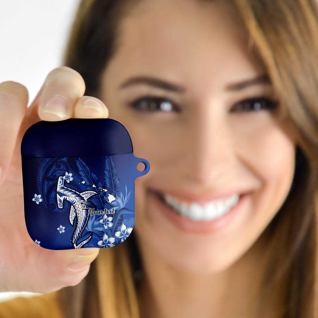 Personalized Hawaiian Maori Hammerhead Shark AirPods Case Polu Plumeria - Polynesian Pride