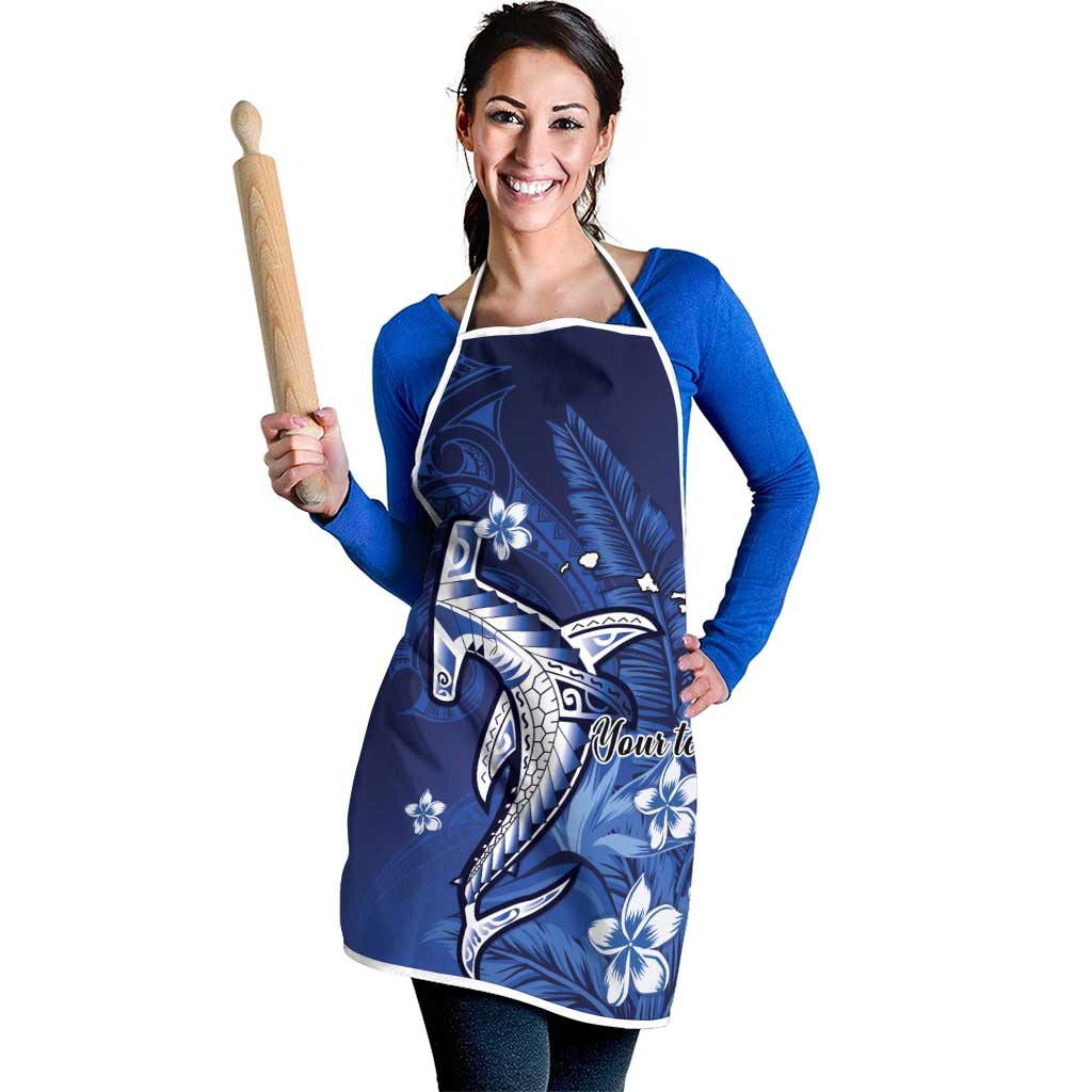 Personalized Hawaiian Maori Hammerhead Shark Apron Polu Plumeria - Polynesian Pride