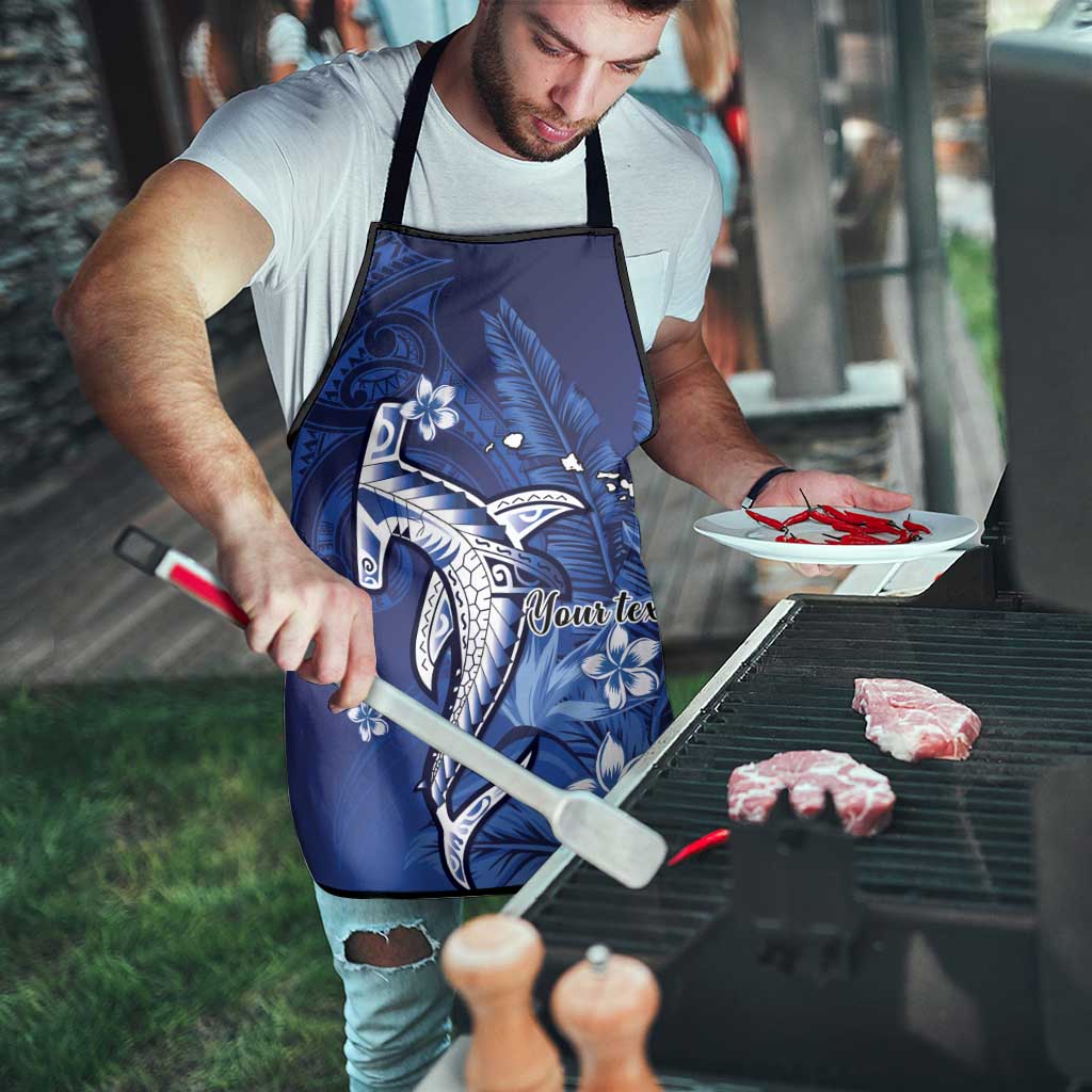 Personalized Hawaiian Maori Hammerhead Shark Apron Polu Plumeria - Polynesian Pride