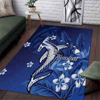 Personalized Hawaiian Maori Hammerhead Shark Area Rug Polu Plumeria - Polynesian Pride